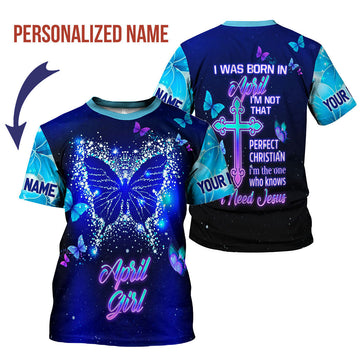 YMskins Personalized T-Shirt April Girl All Over Printed
