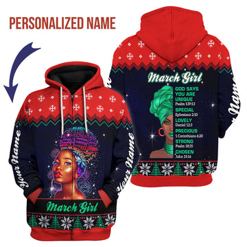 YMskins Personalized Zip Hoodie March Girl All Over Printed