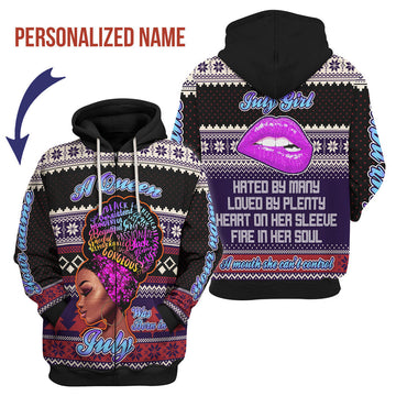 YMskins Personalized Zip Hoodie A Queen Was Born In July All Over Printed