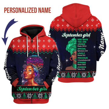YMskins Personalized Zip Hoodie September Girl All Over Printed
