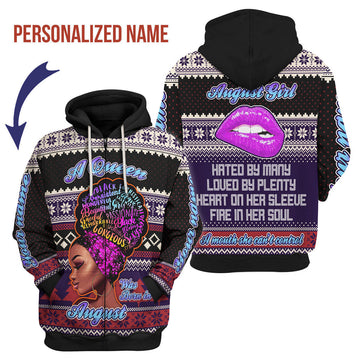 YMskins Personalized Zip Hoodie A Queen Was Born In August All Over Printed