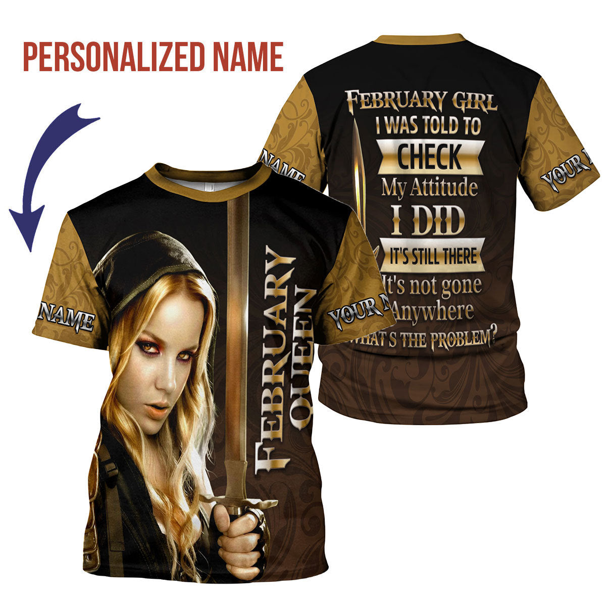YMskins Personalized T-Shirt February Girl I'm A February Girl All Over Printed