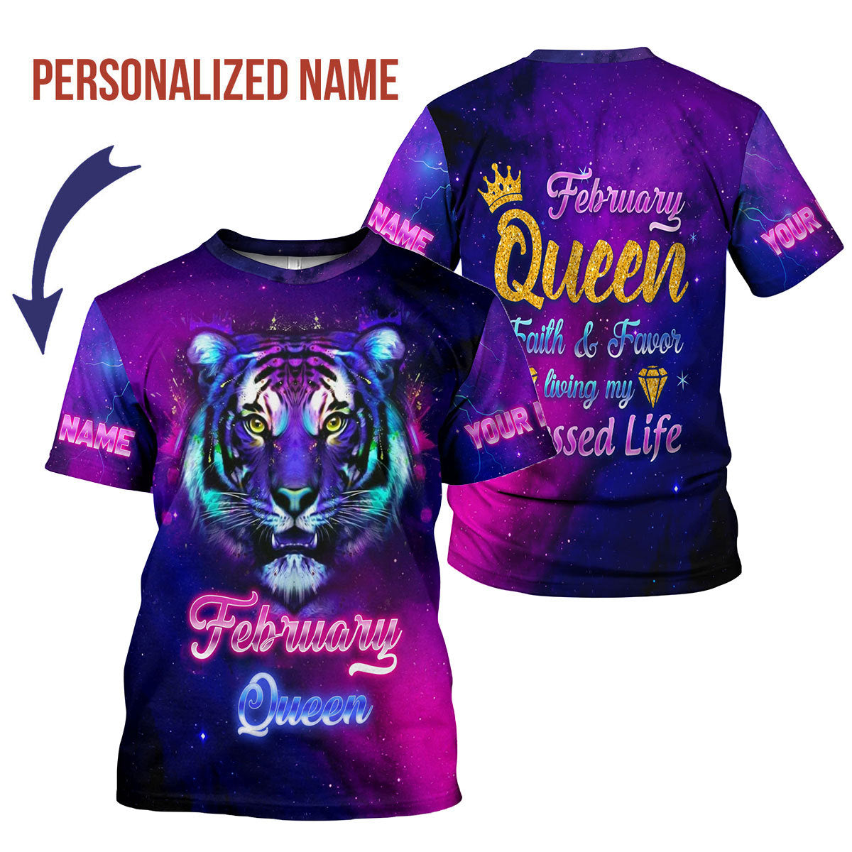 YMskins Personalized T-Shirt February Queen All Over Printed