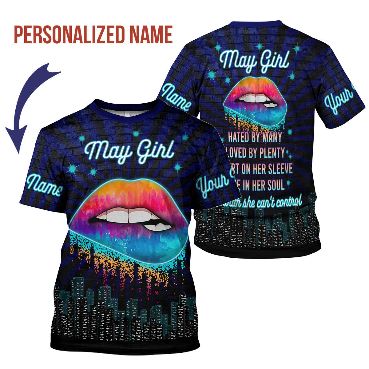 YMskins Personalized T-Shirt May Girl All Over Printed