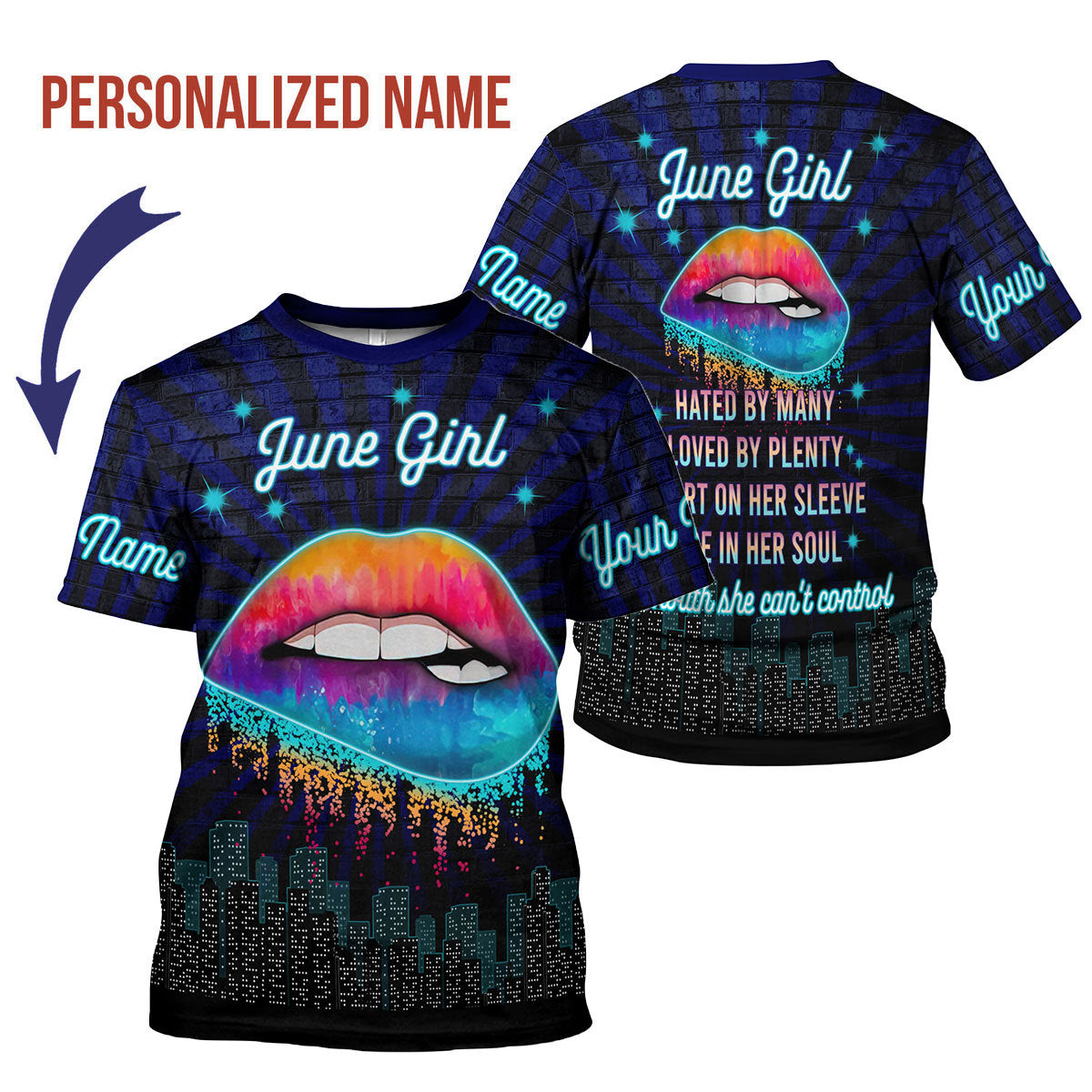 YMskins Personalized T-Shirt June Girl All Over Printed