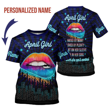 YMskins Personalized T-Shirt April Girl All Over Printed