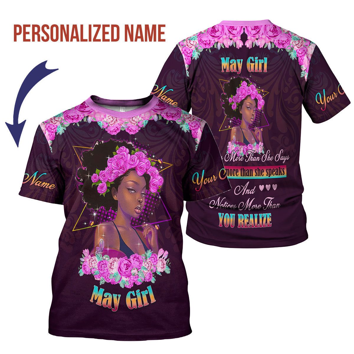 YMskins Personalized T-Shirt May Girl All Over Printed