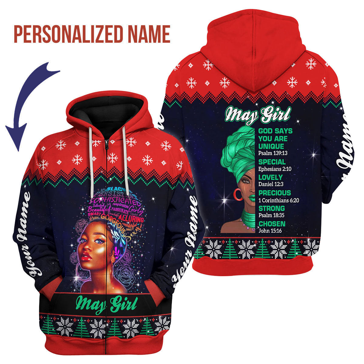 YMskins Personalized Zip Hoodie May Girl  All Over Printed