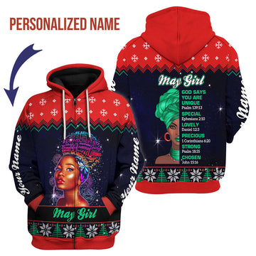 YMskins Personalized Zip Hoodie May Girl  All Over Printed