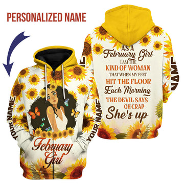 YMskins Personalized Zip Hoodie February Girl All Over Printed