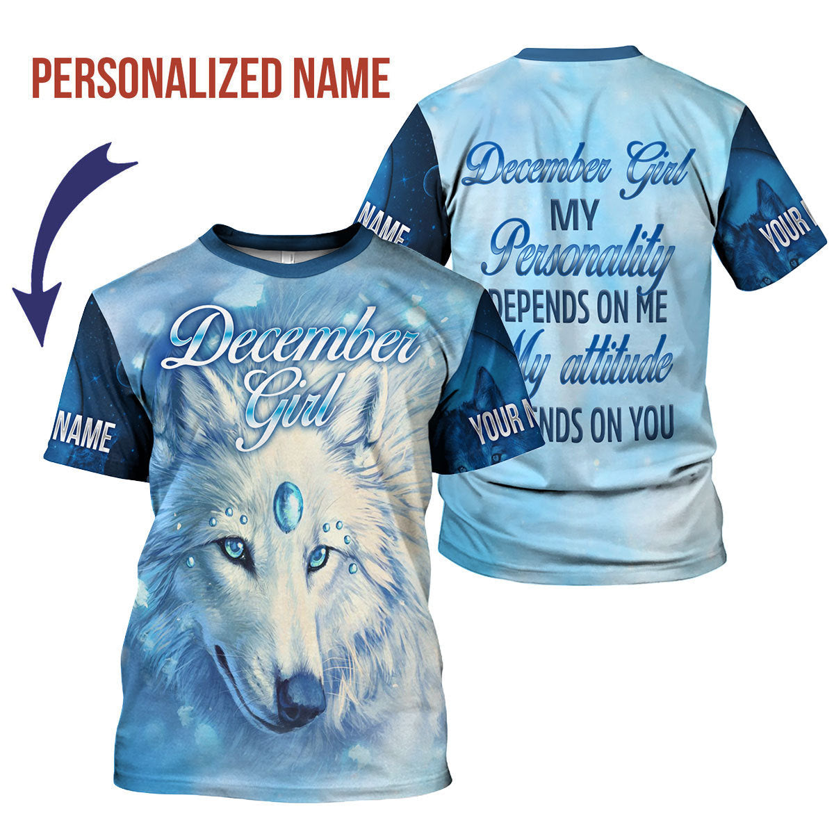 YMskins Personalized T-shirt December Girl All Over Printed