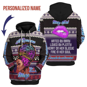 YMskins Personalized Zip Hoodie A Queen Was Born In May All Over Printed