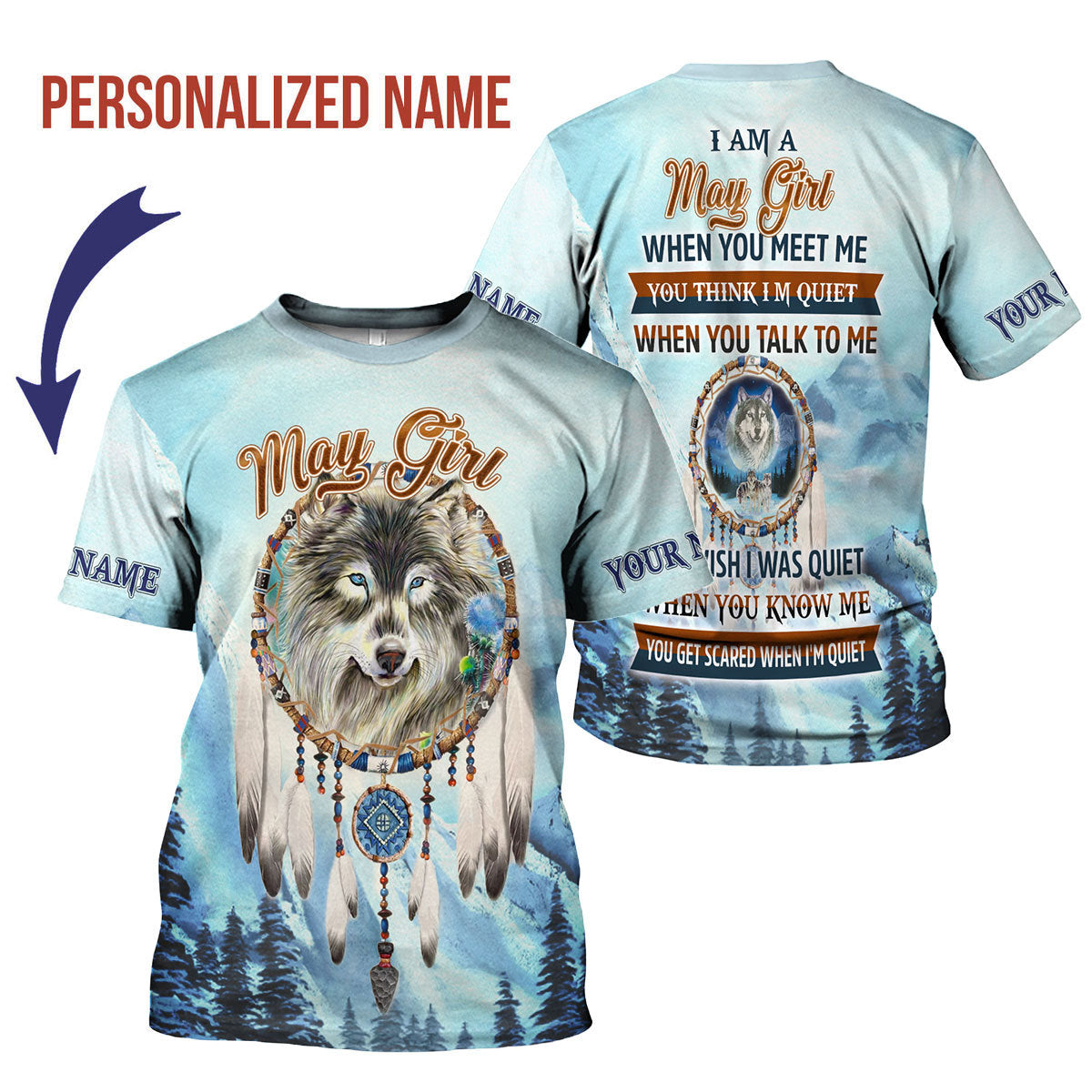 YMskins Personalized T-Shirt I Am A May Girl All Over Printed