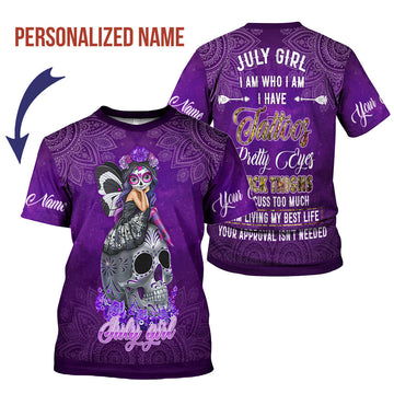 YMskins Personalized T-Shirt July Girl I Have Tattoos All Over Printed