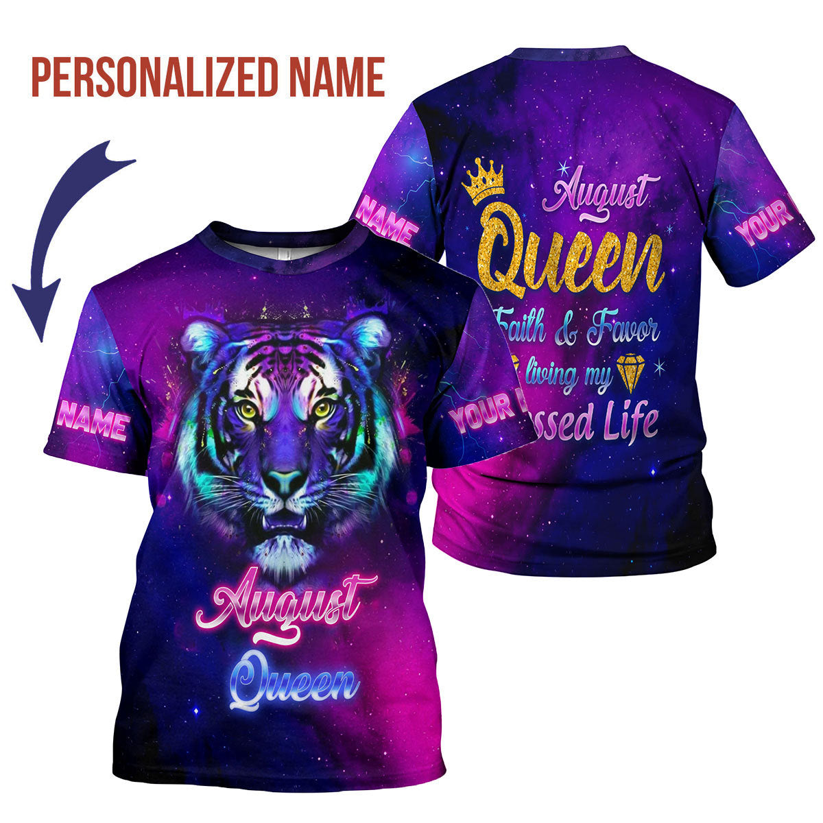 YMskins Personalized T-Shirt August Queen All Over Printed