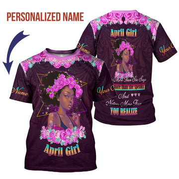 YMskins Personalized T-Shirt April Girl All Over Printed