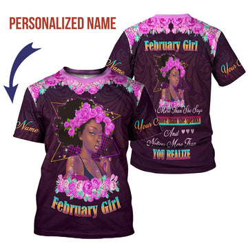 YMskins Personalized T-Shirt February Girl All Over Printed
