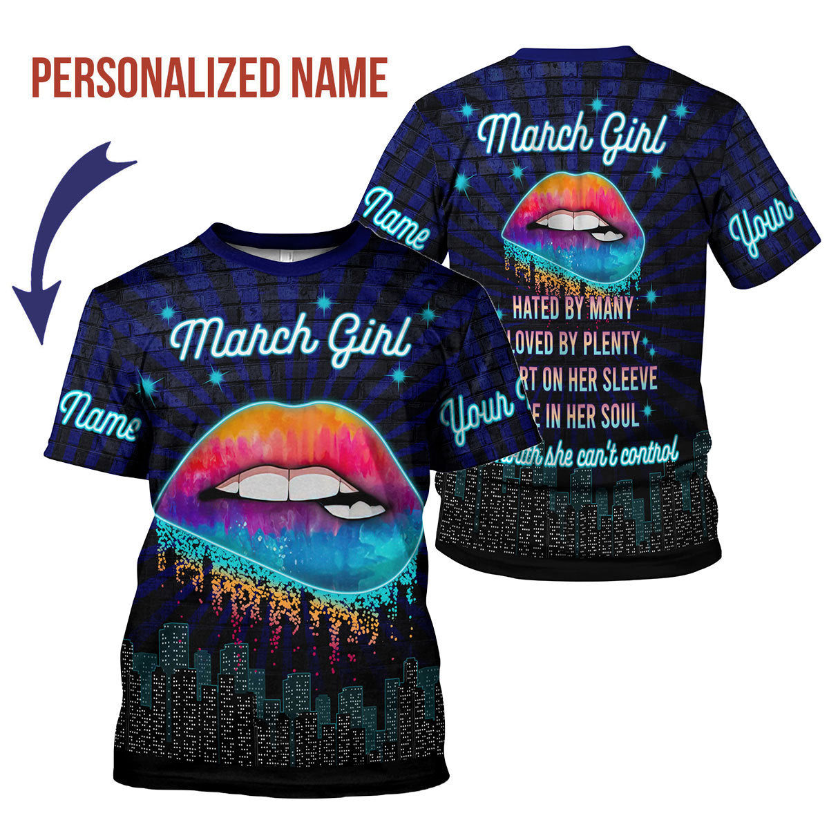 YMskins Personalized T-Shirt March Girl All Over Printed