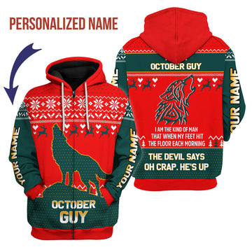 YMskins Personalized Zip Hoodie October Guy All Over Printed