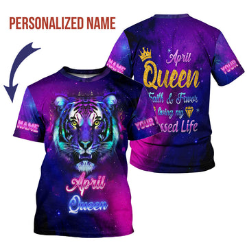 YMskins Personalized T-Shirt April Queen All Over Printed