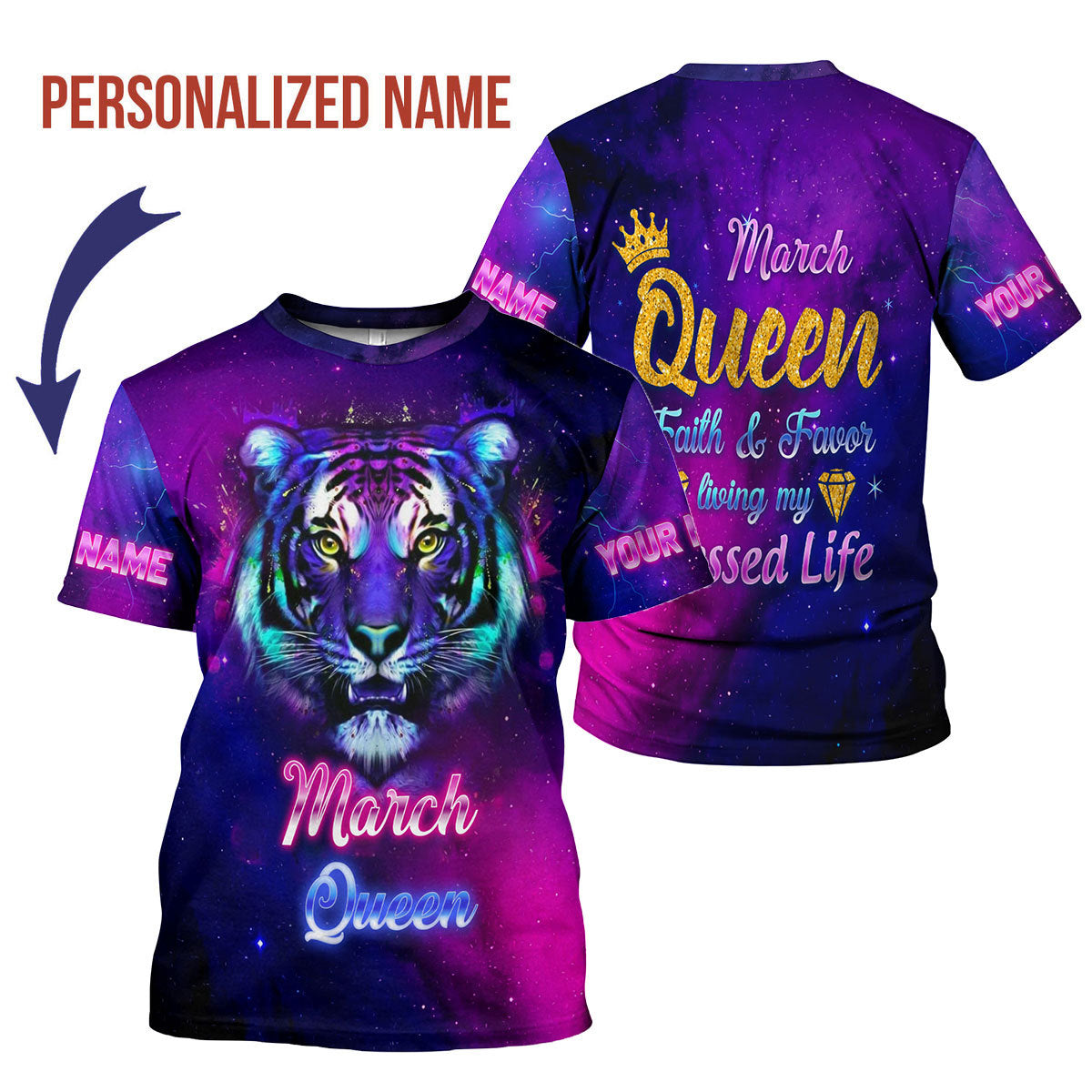 YMskins Personalized T-Shirt March Queen All Over Printed