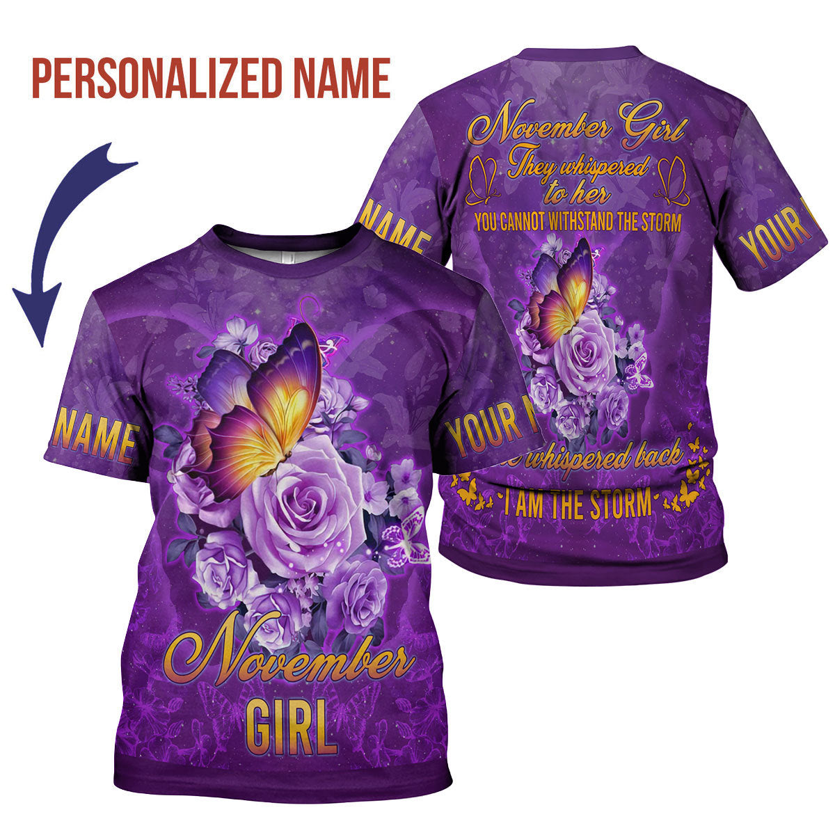 YMskins Personalized T-shirt November Girl Tops