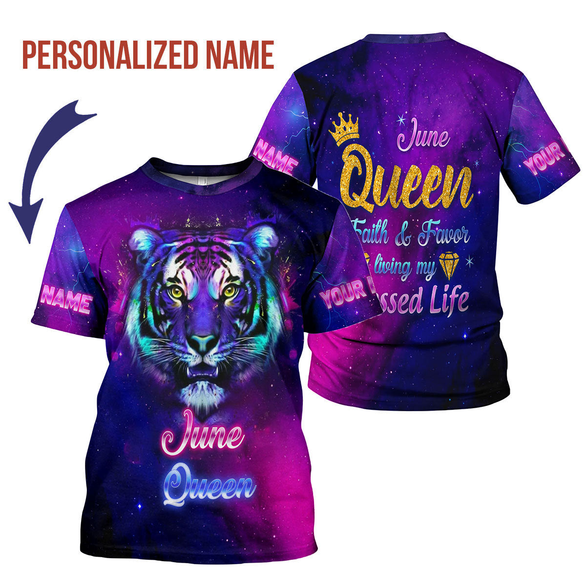 YMskins Personalized T-Shirt June Queen All Over Printed