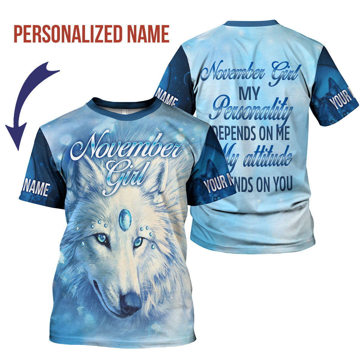 YMskins Personalized T-shirt November Girl All Over Printed