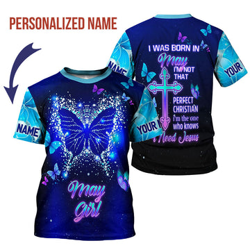 YMskins Personalized T-Shirt May Girl All Over Printed