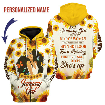 YMskins Personalized Zip Hoodie January Girl All Over Printed