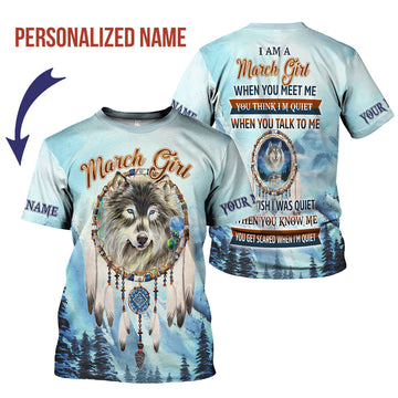 YMskins Personalized T-Shirt I Am A March Girl All Over Printed