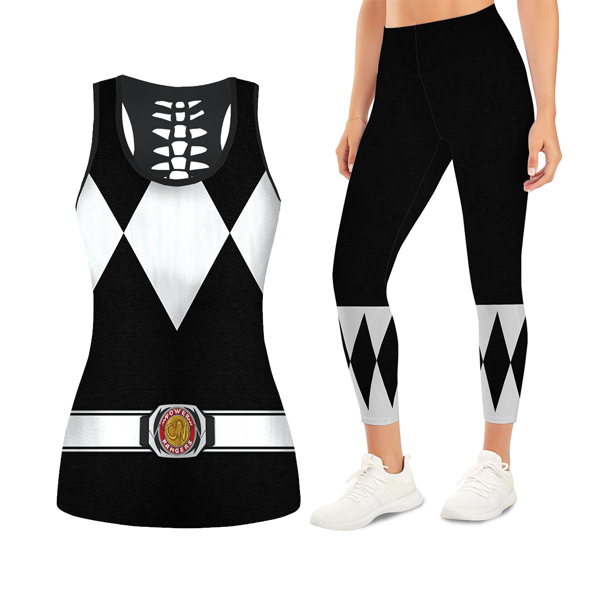 Black Ranger Mighty Morphin Tank Tops & Leggings