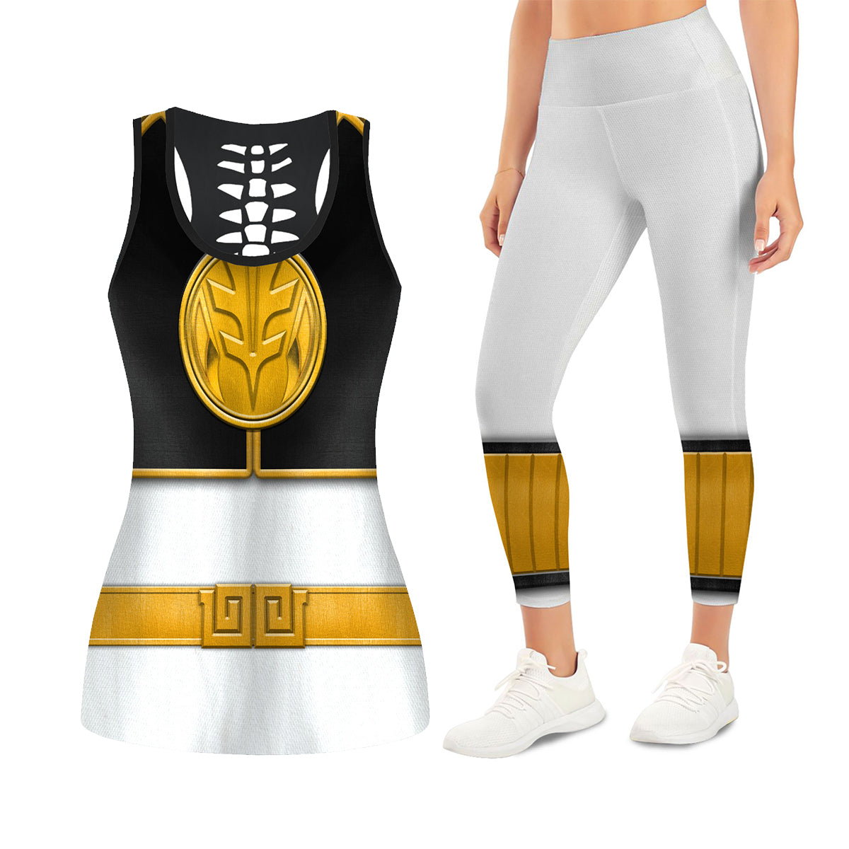 White Ranger Mighty Morphin Tank Tops & Leggings