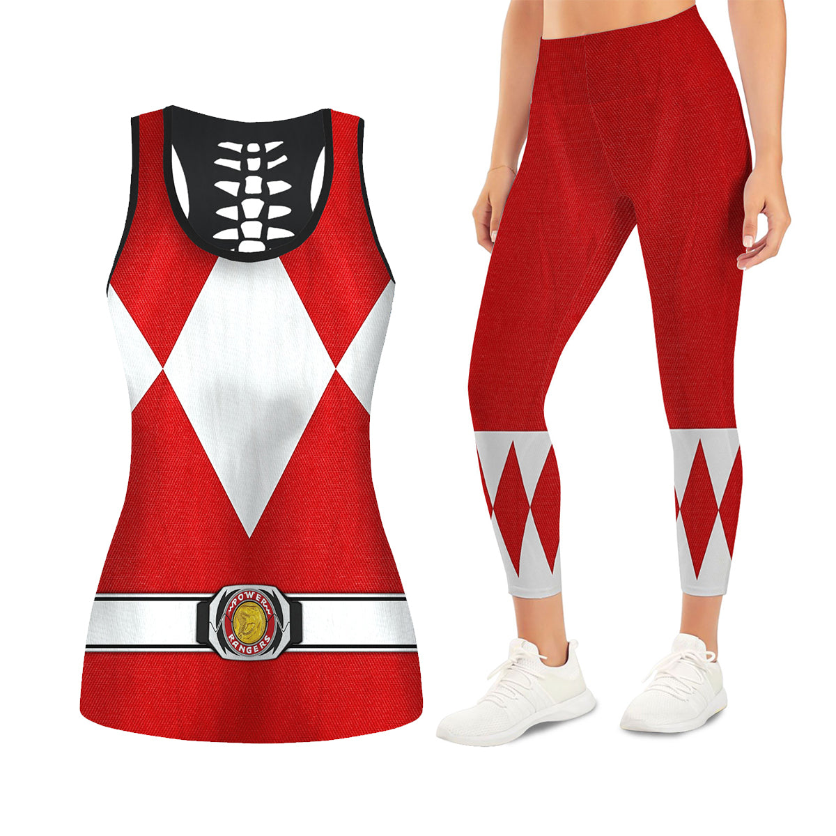 Red Ranger Mighty Morphin Tank Tops & Leggings