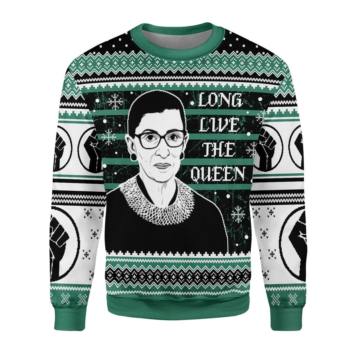 Gearhomies Christmas Unisex Sweater Long Live The Queen BLM Ugly Christmas 3D Apparel