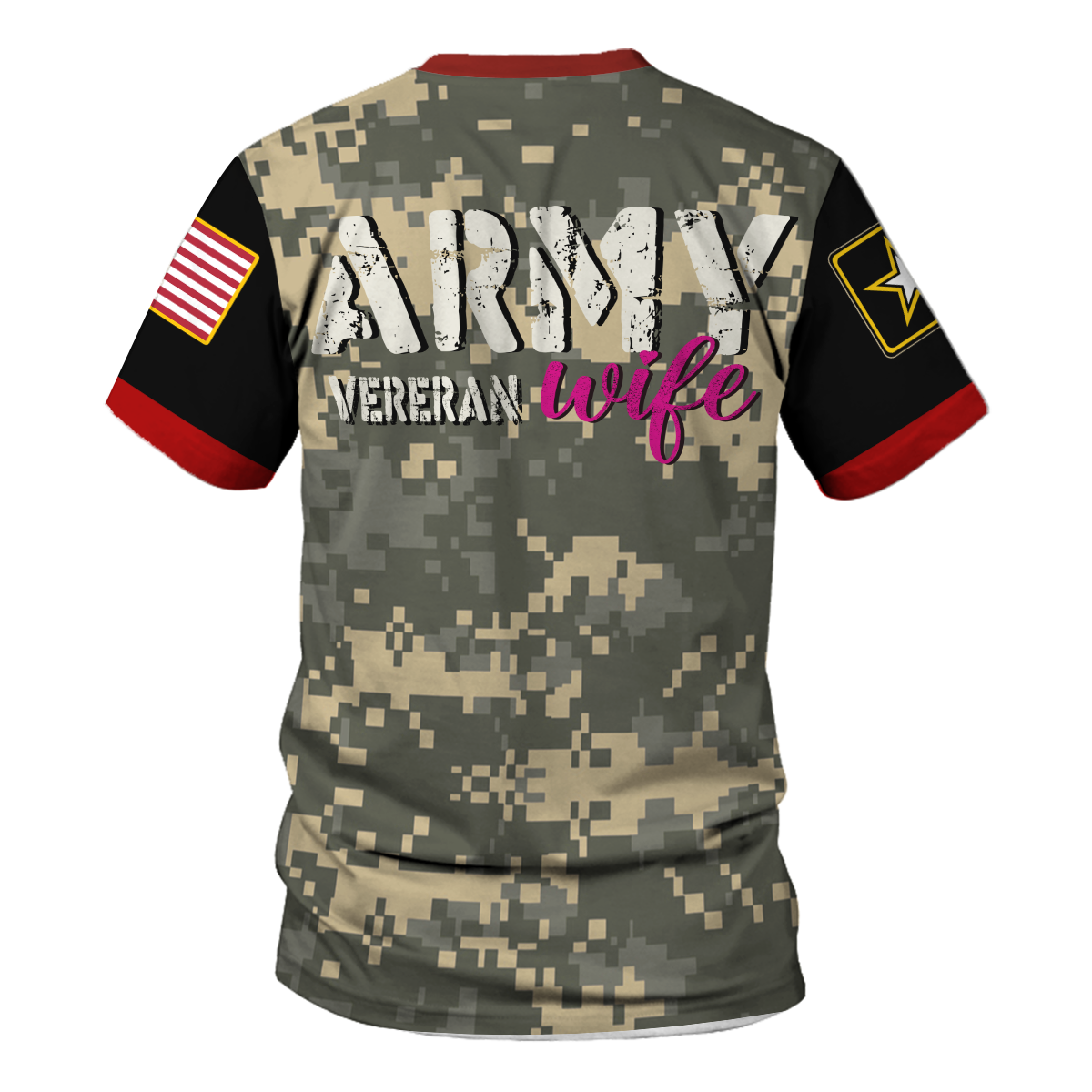 YMskins T-shirt US Army Veteran Wife 3D Apparel