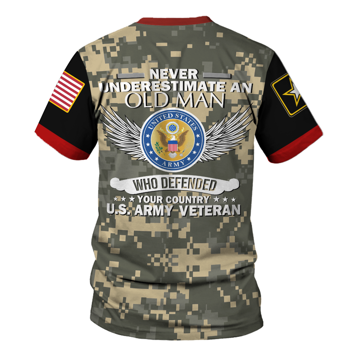 YMskins T-shirt US Army Never Underestimate An Old Man Veteran 3D Apparel