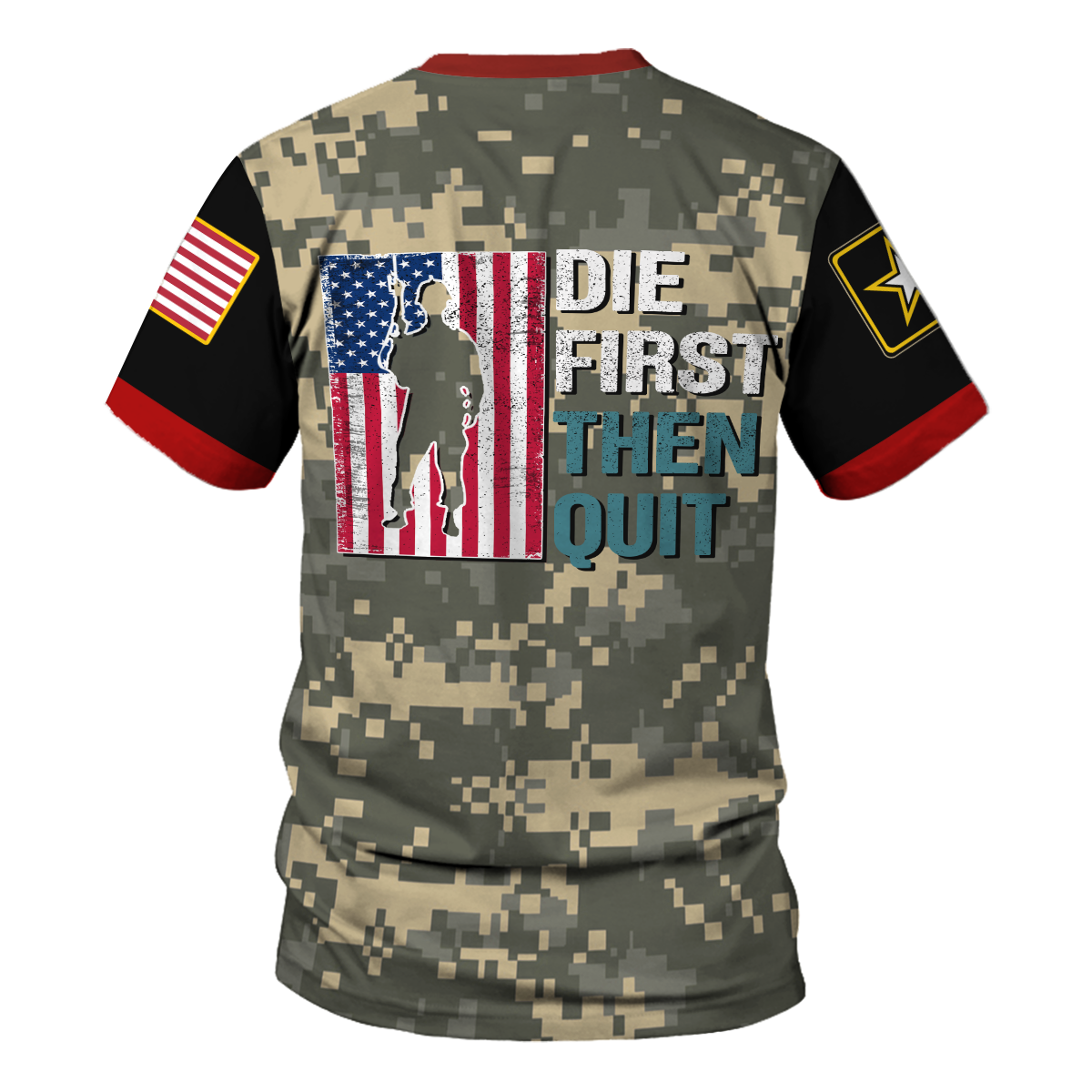 YMskins T-shirt US Army Military Police Die First Then Quit USA Army Patriot 3D Apparel