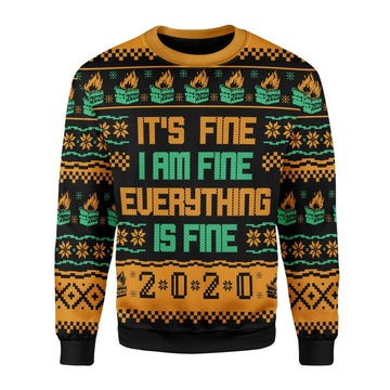 YMskins Christmas Sweater It's Fine I Am Fine Everything Is Fine 2020 Dumpster Fire 3D Apparel