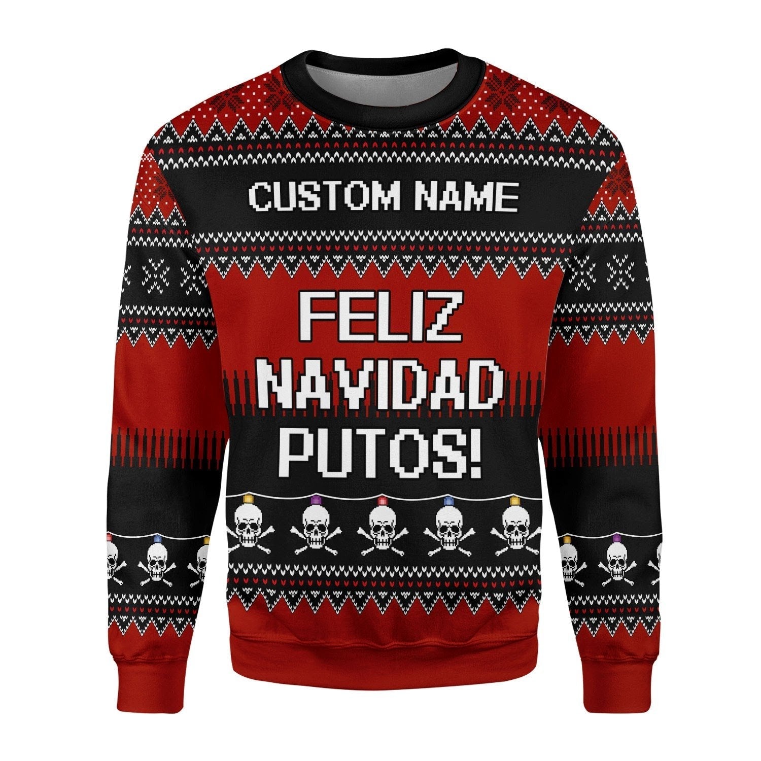 YMskins Christmas Sweater Feliz NaviDad Custom Name 3D Apparel