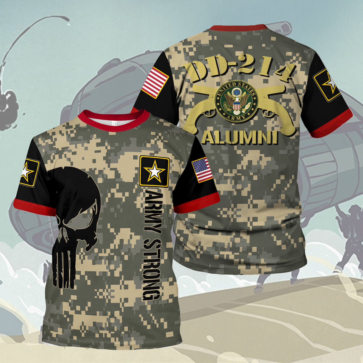 YMskins T-shirt US Army Sniper School U.S Army Veteran DD-214 Alumni 3D Apparel