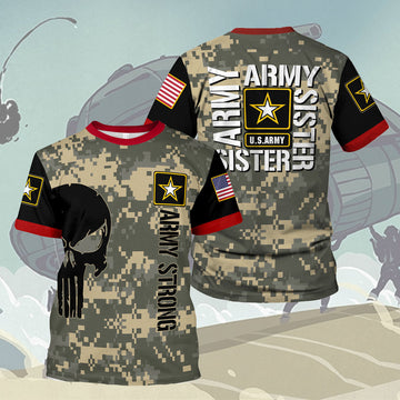 YMskins T-shirt US Army Stickers Army Sister Vintage Style Army 3D Apparel