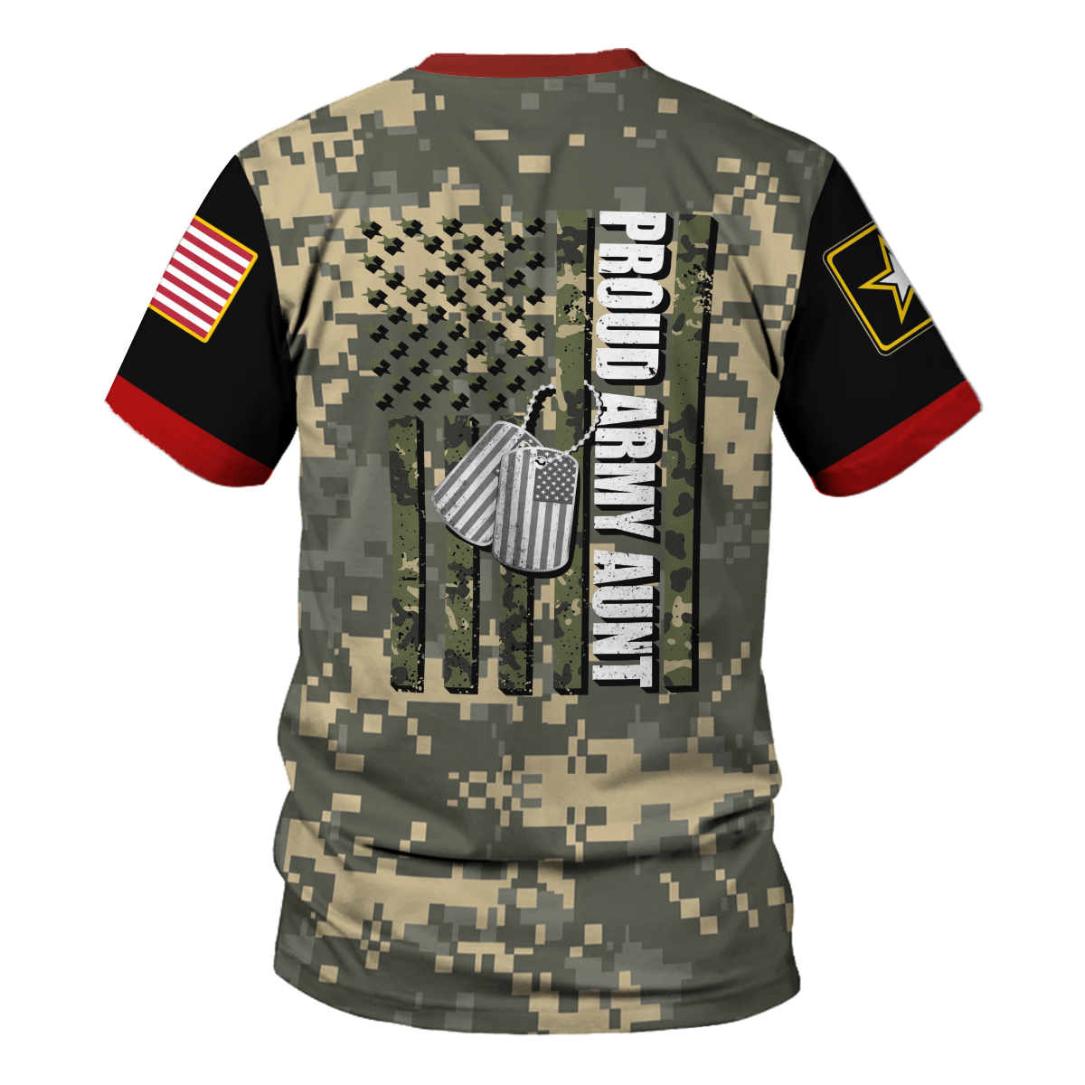 YMskins T-shirt US Army Proud Army Aunt American Flag 3D Apparel
