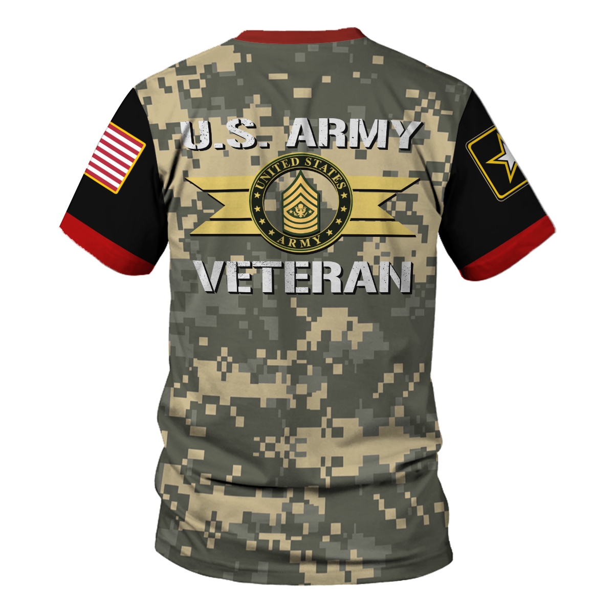 YMskins T-shirt US Army Rings Proudly Served Us Army Veteran E6 Staff Sergeant 3D Apparel