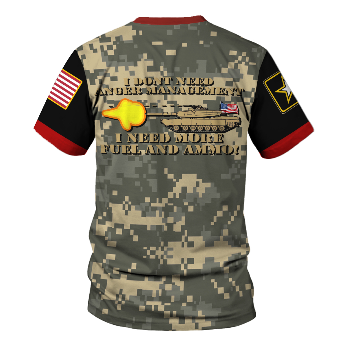 YMskins T-shirt US Army Vehicles M1 Abrams Tank Gift Patriotic American Flag 3D Apparel