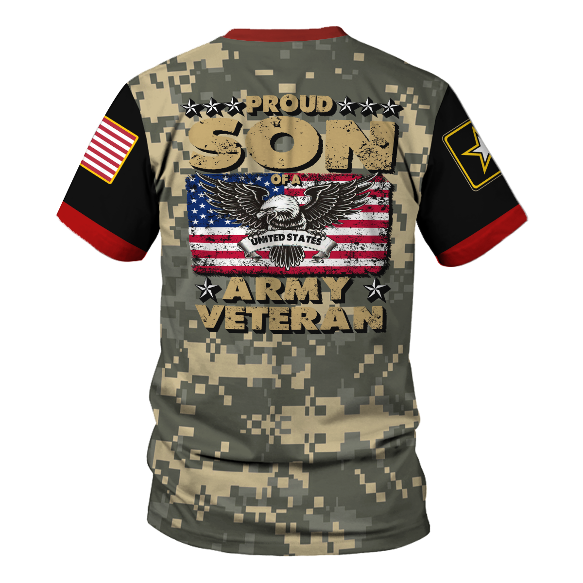 YMskins T-shirt US Army Unit Patches Proud Son Of Us Army Veteran Patriotic 3D Apparel