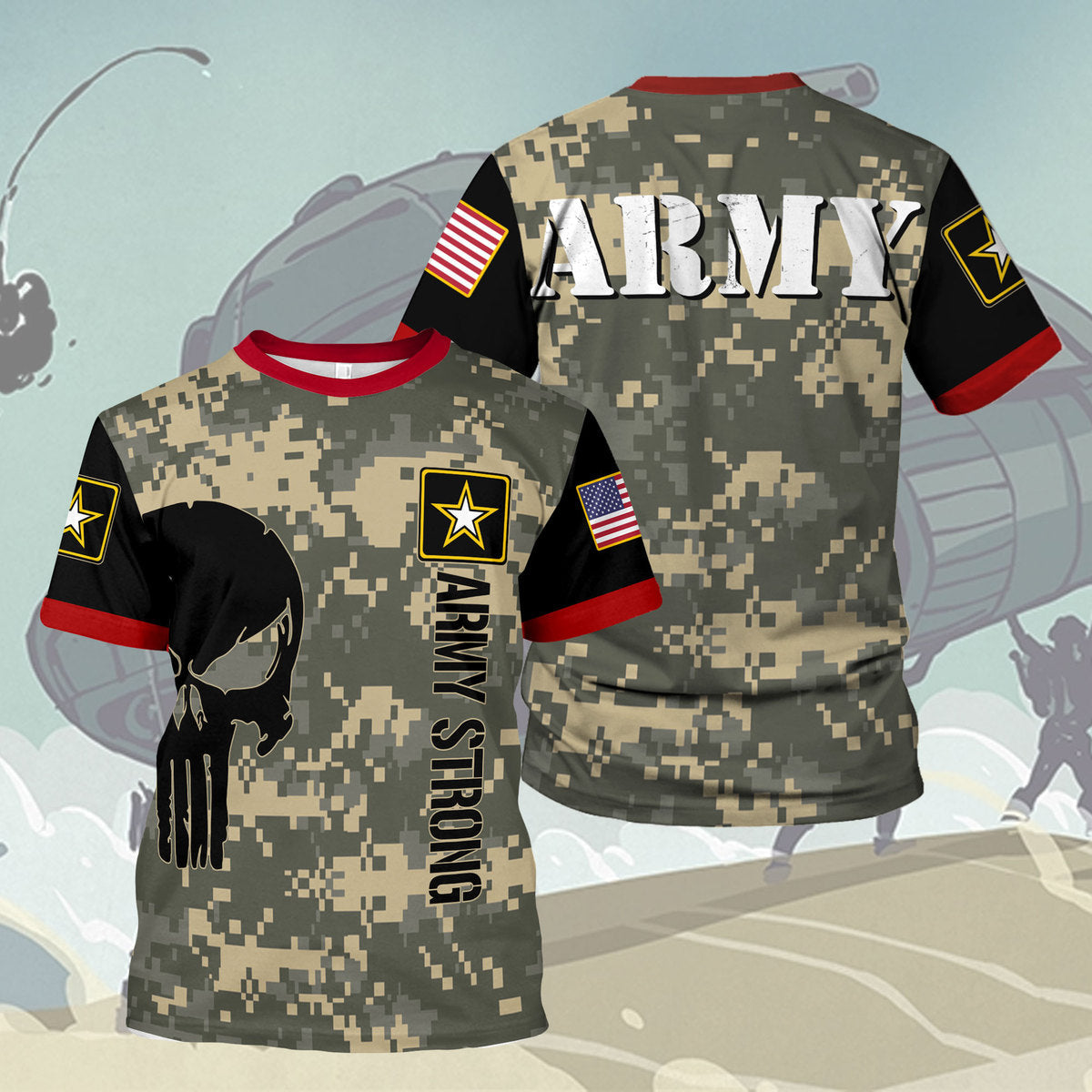 YMskins T-shirt US Army Sapper U.S. Army Vintage Infantry Ranger Apfu P Army 3D Apparel