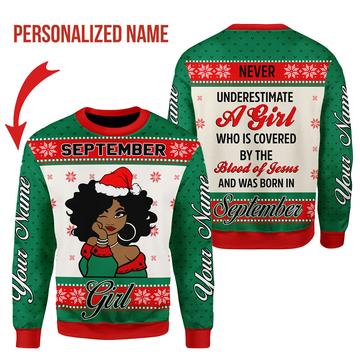 YMskins Personalized Sweatshirt September Girl All Over Printed