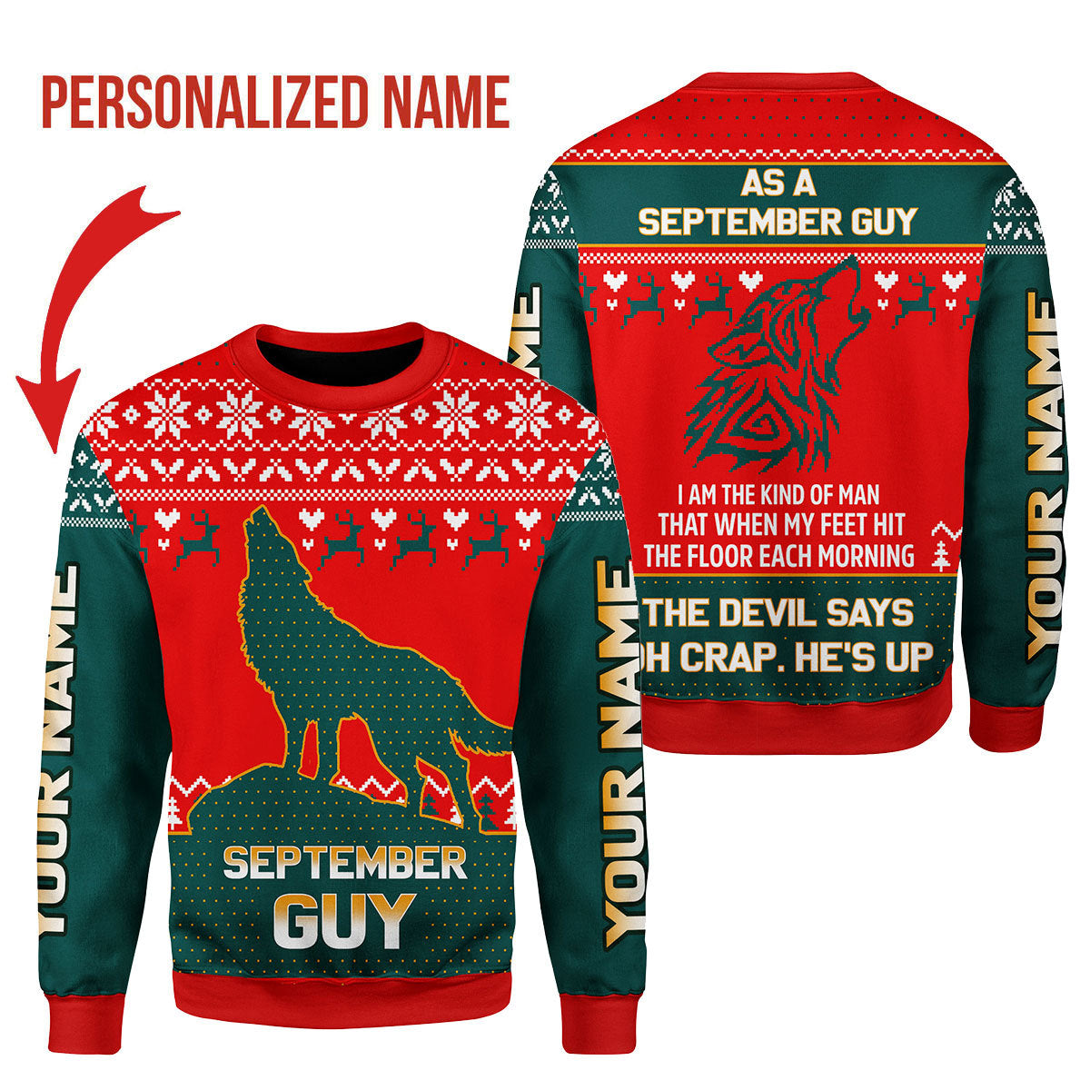 YMskins Personalized Ugly Sweater September Guy All Over Printed