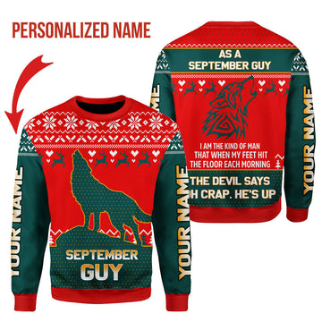 YMskins Personalized Ugly Sweater September Guy All Over Printed